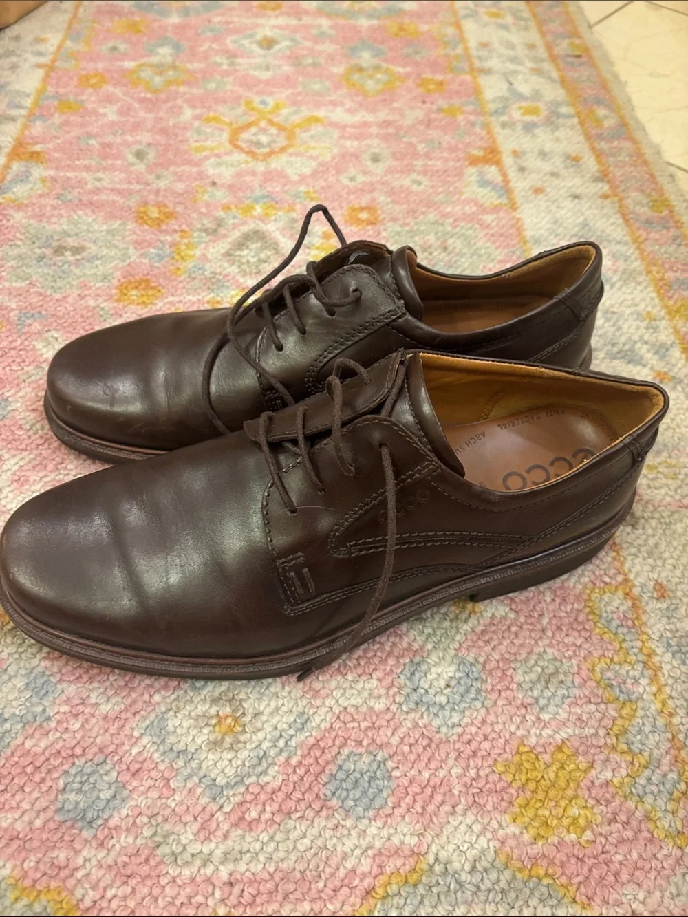 ECCO Men's Dark Brown Leather Derby Lace-Up Shoes